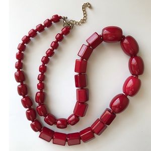Red Wooden Bead Necklace